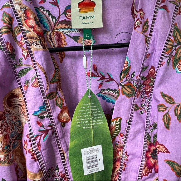 Farm Rio Monkey Floral Puff Sleeve V Neck belted Romper * XL - Picture 11 of 15